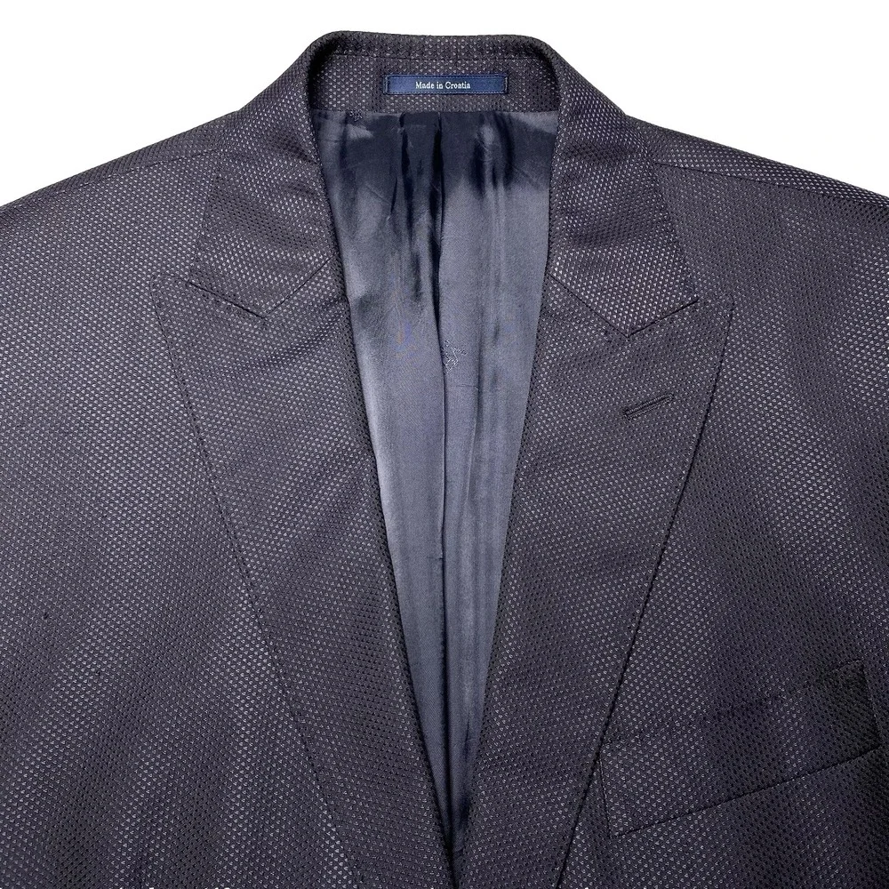 Versace Collection Blazer 50 (40R) Wool Blend 2B1V Peak Lapel Textured READ
